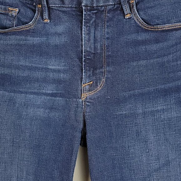 Frame Le Crop Mini Boot Ankle Flare High Rise Dark Wash Frayed Cutoff Jeans 28 - Picture 7 of 16